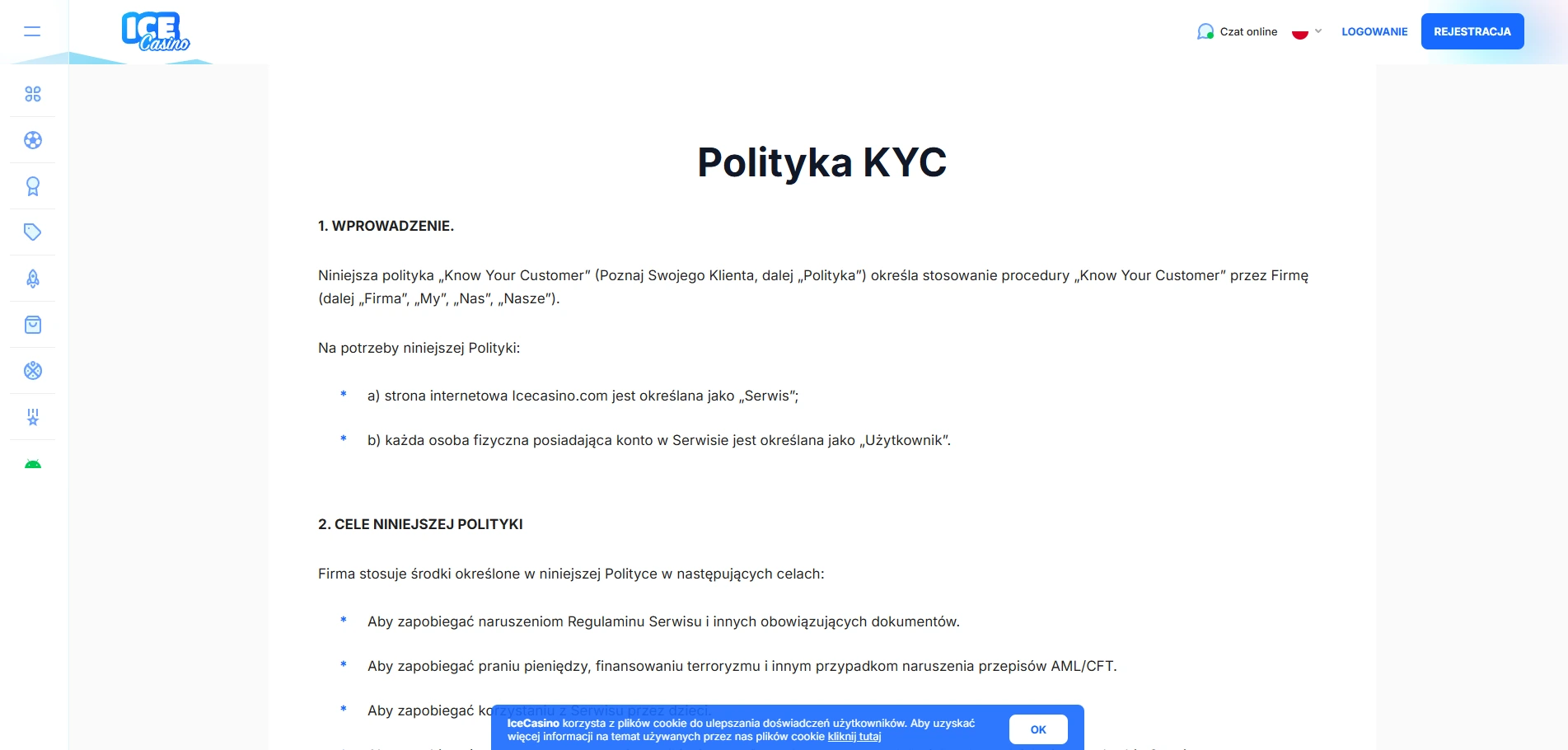 Weryfikacja KYC w Ice Casino
